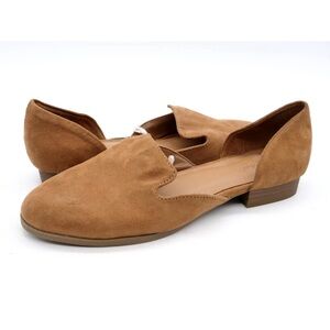 Universal Thread Brown Faux Suede D'Orsay Slip On Round Toe Flats sz 10